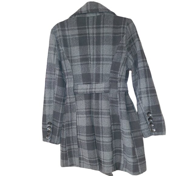 Majora Jacket Women's Size Medium Plaid Trench Coat in a button up with belt - Picture 2 of 4